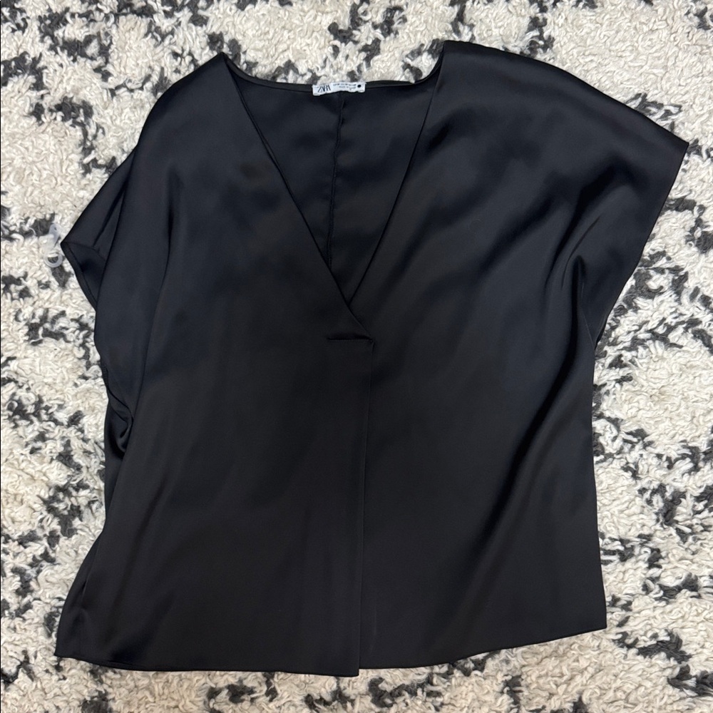 Zara Black Satin Blouse